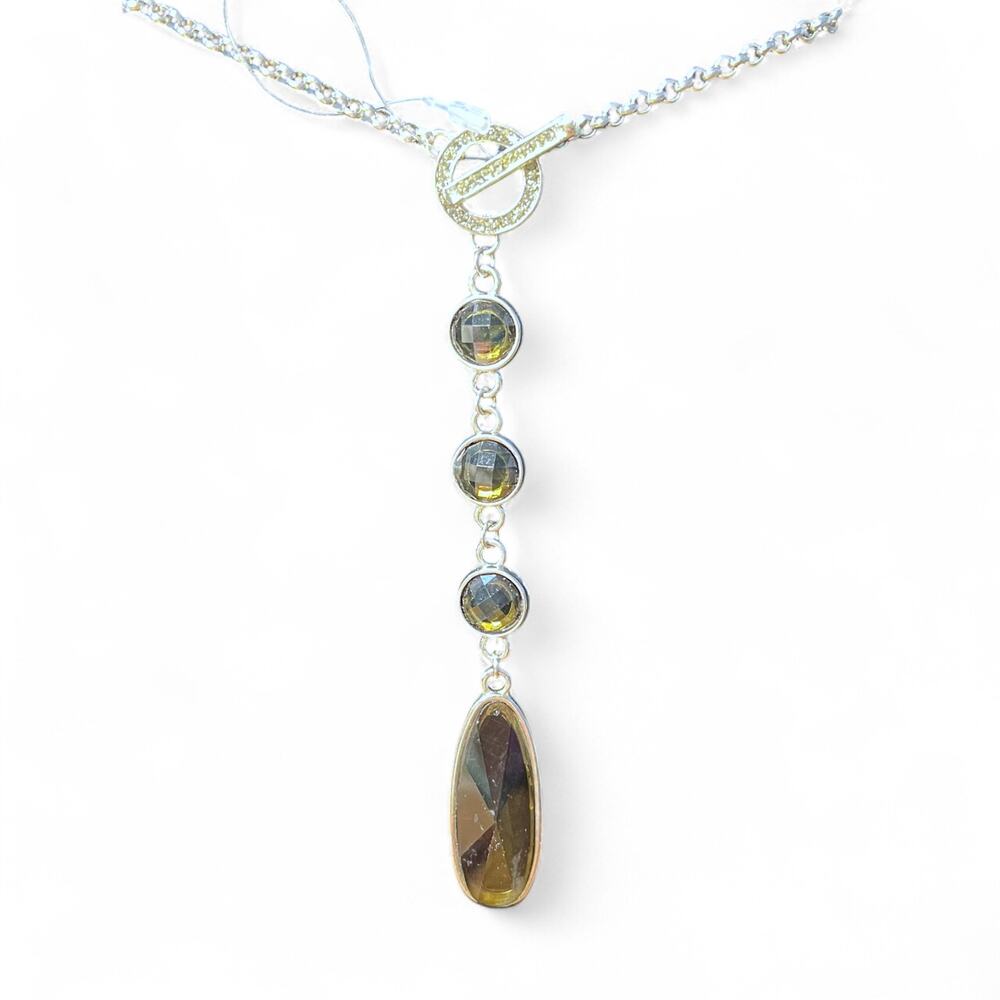 Sterling Silver Brown Gemstone Drop Necklace